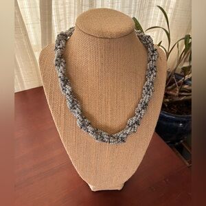 Sigrid Olsen Twisted Beaded Necklace in Gray and Silver